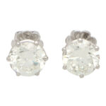 Solitaire Certified 6.19ct Round Brilliant Cut Diamond Earrings