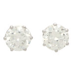 Solitaire Certified 6.19ct Round Brilliant Cut Diamond Earrings