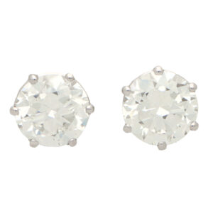 Solitaire Certified 6.19ct Round Brilliant Cut Diamond Earrings