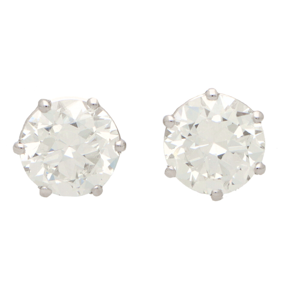 Solitaire Certified 6.19ct Round Brilliant Cut Diamond Earrings
