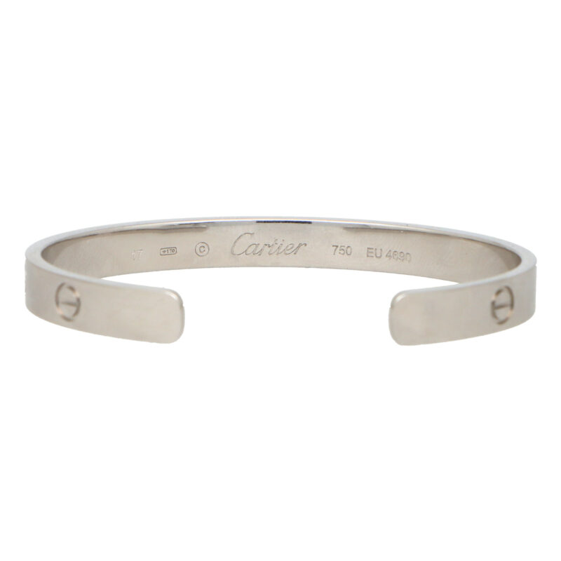 Vintage Cartier LOVE U Bangle in White Gold Size 17