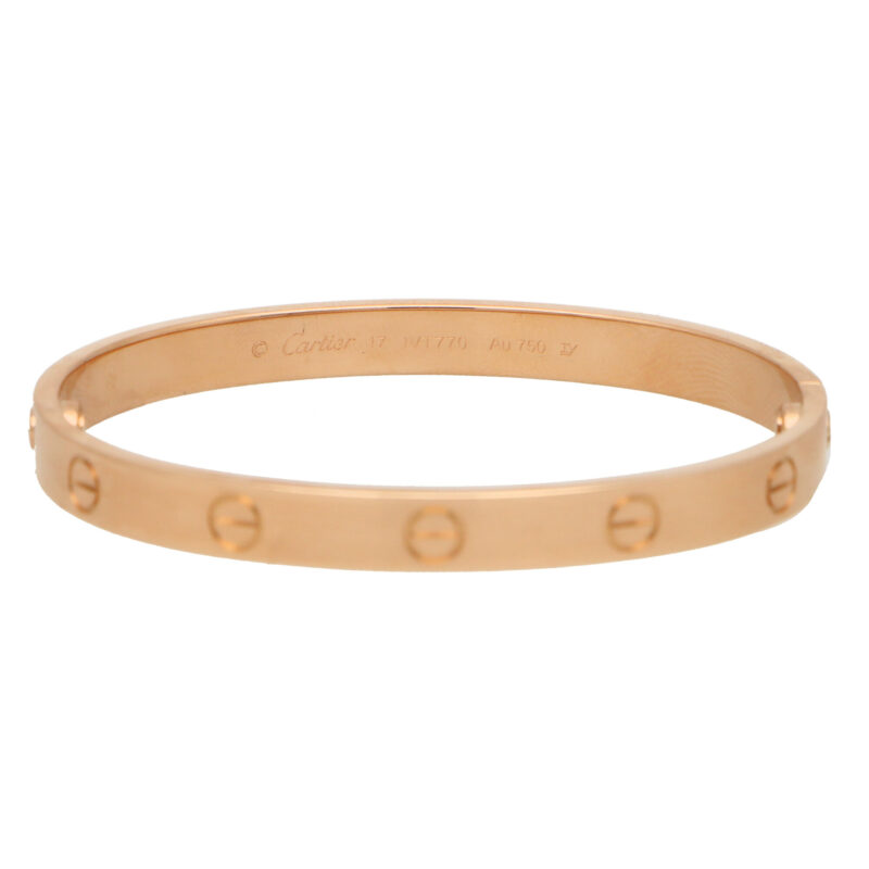 Vintage Cartier Love Bangle in Rose Gold Size 17