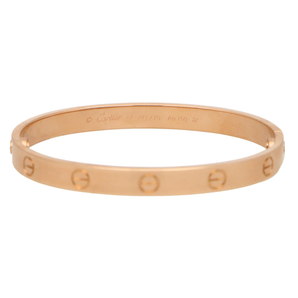 Vintage Cartier Love Bangle in Rose Gold Size 17