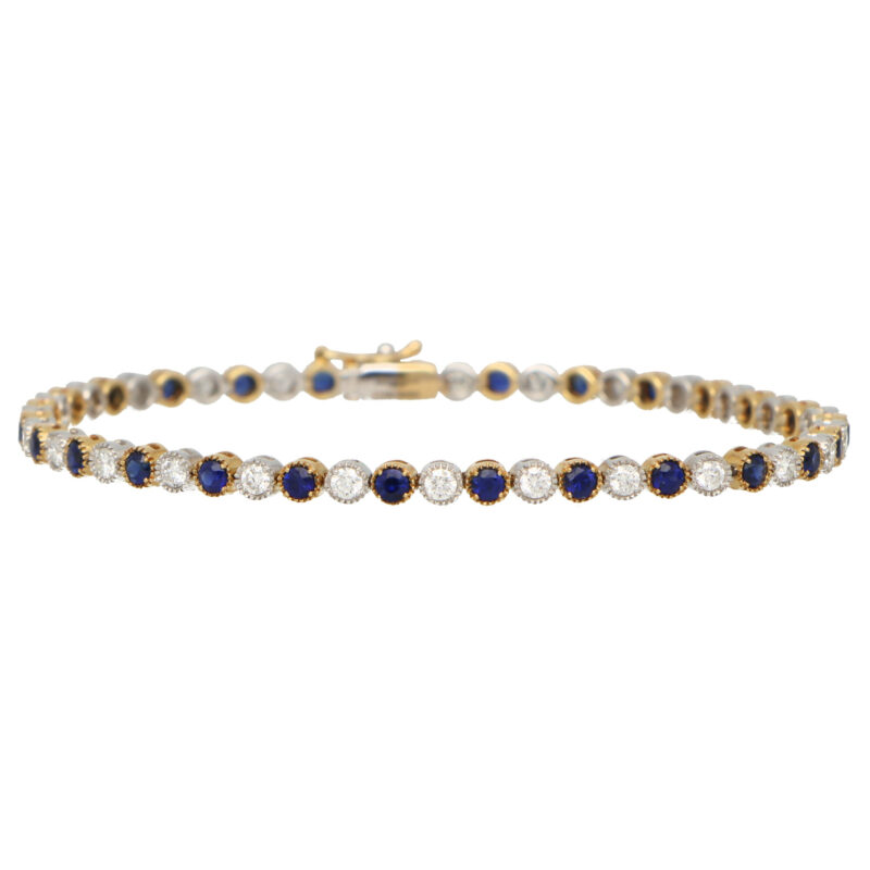 Sapphire and Diamond Line Bracelet