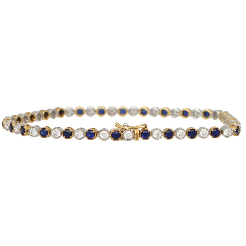 Sapphire and Diamond Line Bracelet