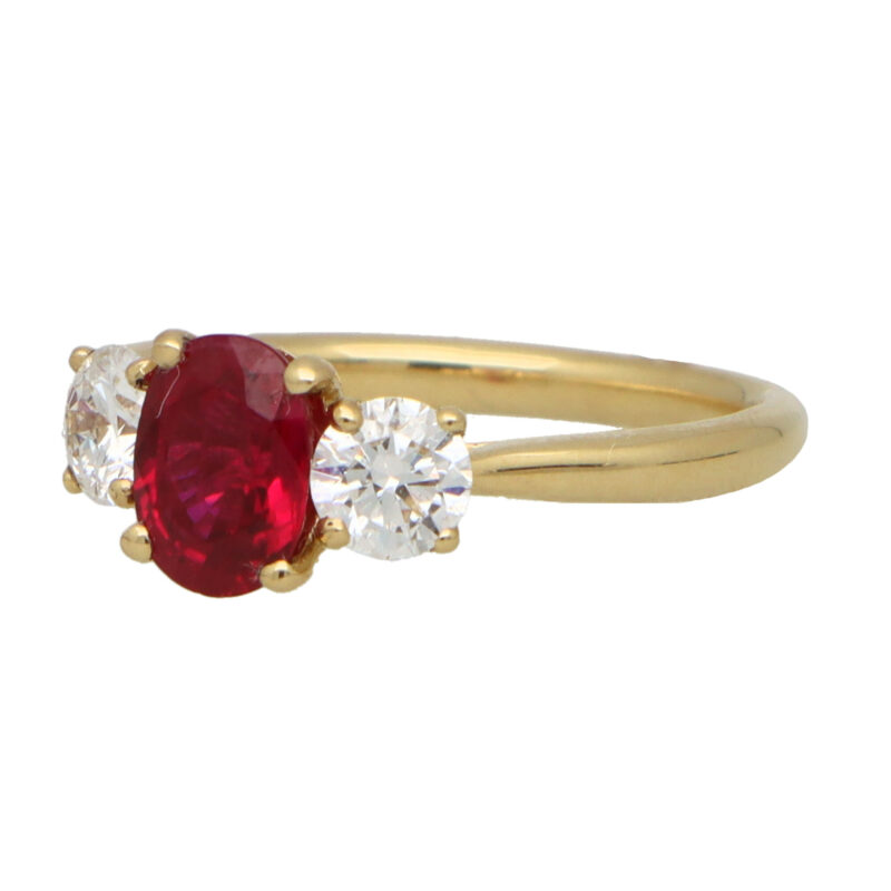 Certified Ruby and Diamond Trilogy Ring