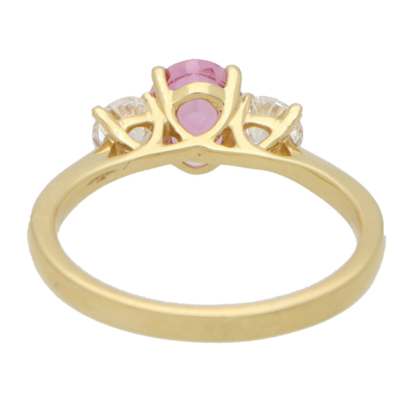 Pink Sapphire and Certified Diamond Trilogy Ring