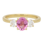 Pink Sapphire and Certified Diamond Trilogy Ring