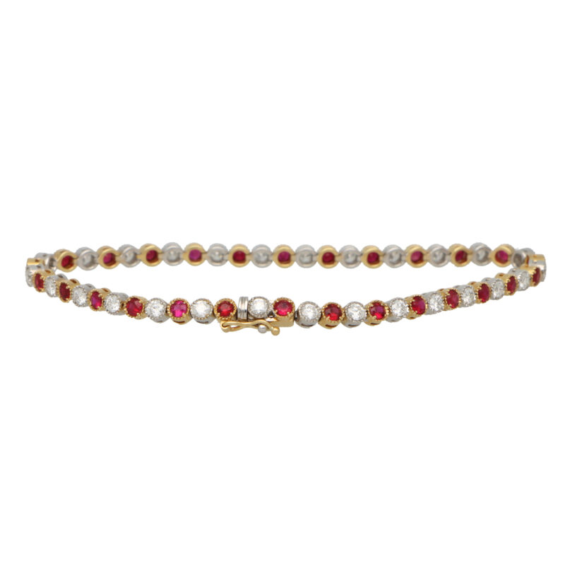 Ruby and Diamond Line Bracelet