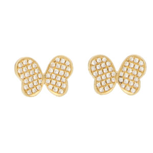 Diamond Butterfly Stud Earrings in Yellow Gold