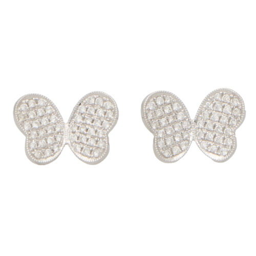 Diamond Butterfly Stud Earrings in White Gold