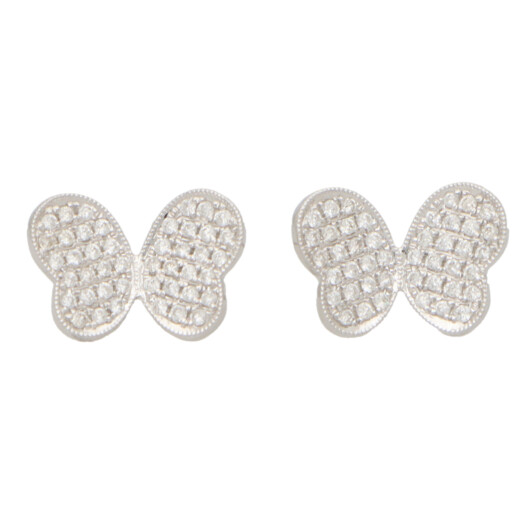 Diamond Butterfly Stud Earrings in White Gold