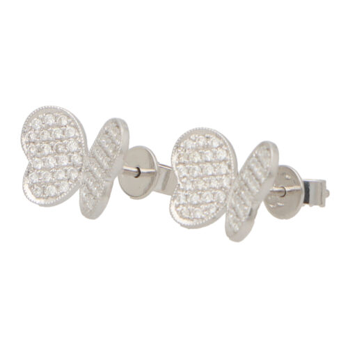 Diamond Butterfly Stud Earrings in White Gold