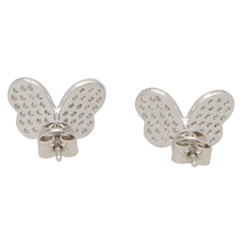 Diamond Butterfly Stud Earrings in White Gold