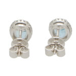 Aquamarine and Diamond Halo Stud Earrings