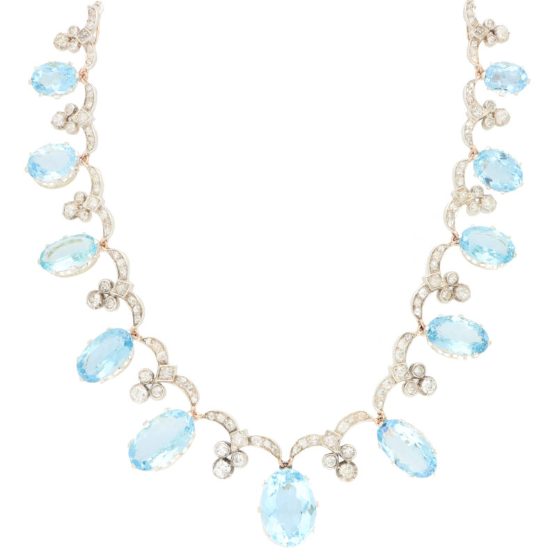 Art Deco Aquamarine and Diamond Convertible Tiara Necklace