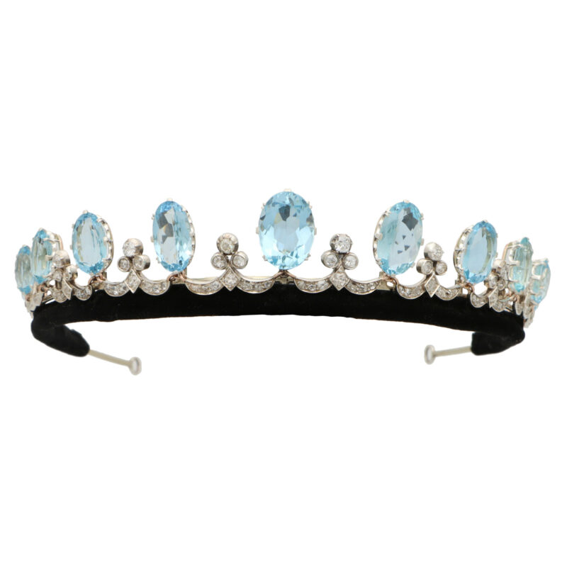 Art Deco Aquamarine and Diamond Convertible Tiara Necklace