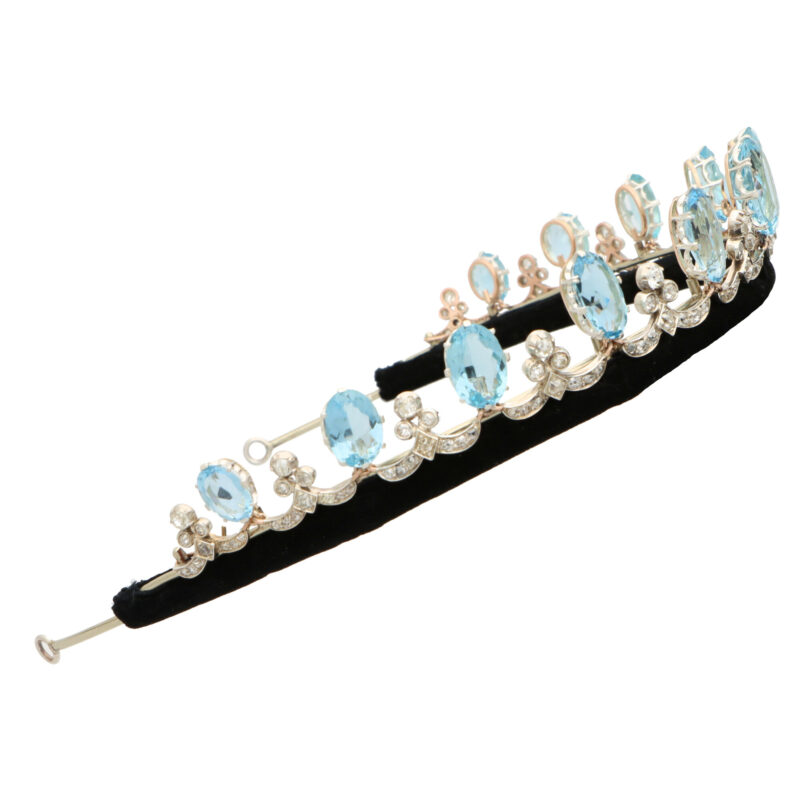 Art Deco Aquamarine and Diamond Convertible Tiara Necklace