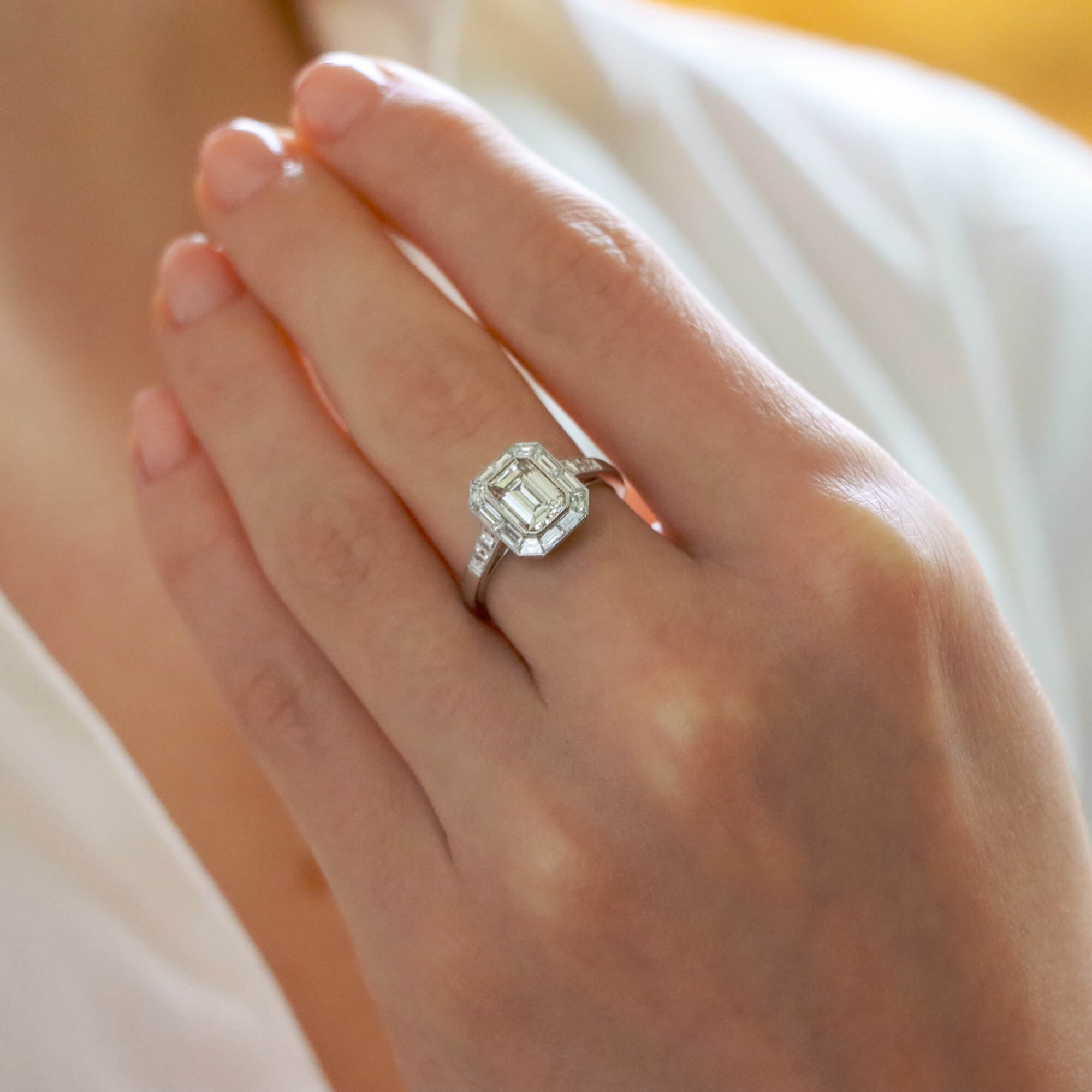 Emerald cut ring with halo store