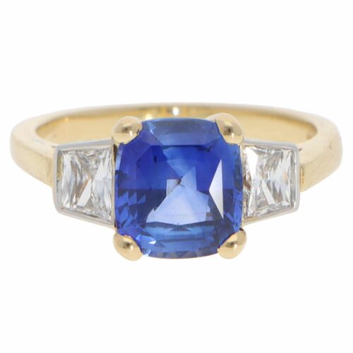Sapphire and Diamond Three Stone Ring