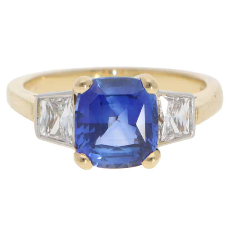 Sapphire and Diamond Three Stone Ring