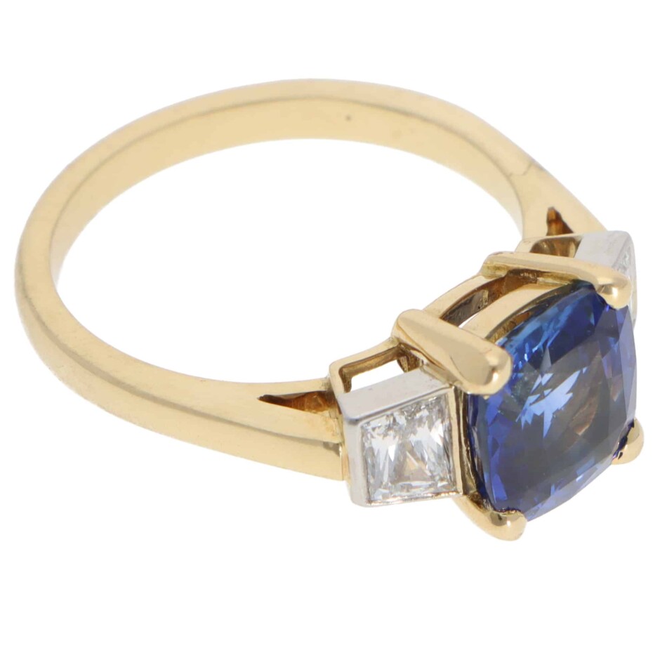 Contemporary Sapphire and Diamond Three Stone Ring