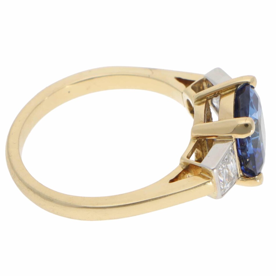 Contemporary Sapphire and Diamond Three Stone Ring