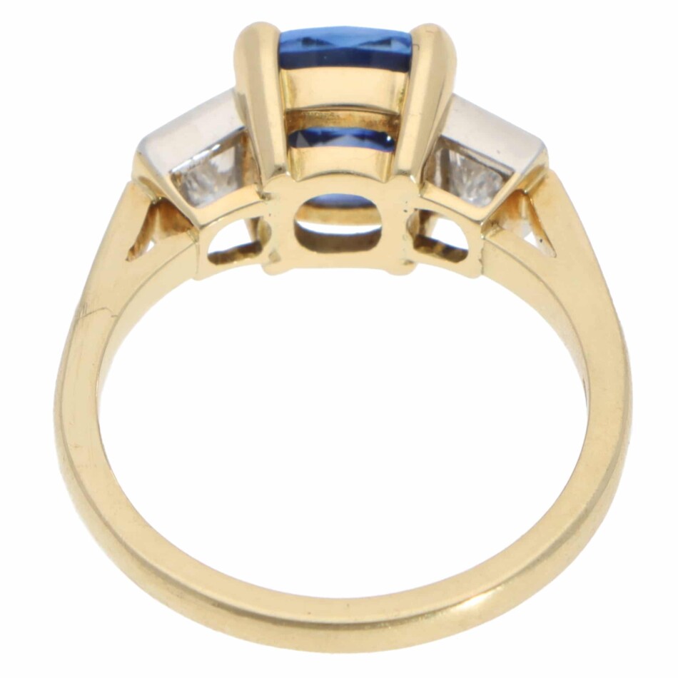 Contemporary Sapphire and Diamond Three Stone Ring