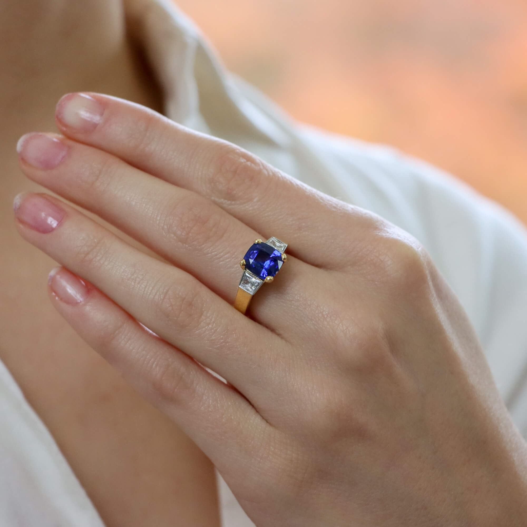 Sapphire and Diamond Three Stone Ring at Susannah Lovis Jewellers
