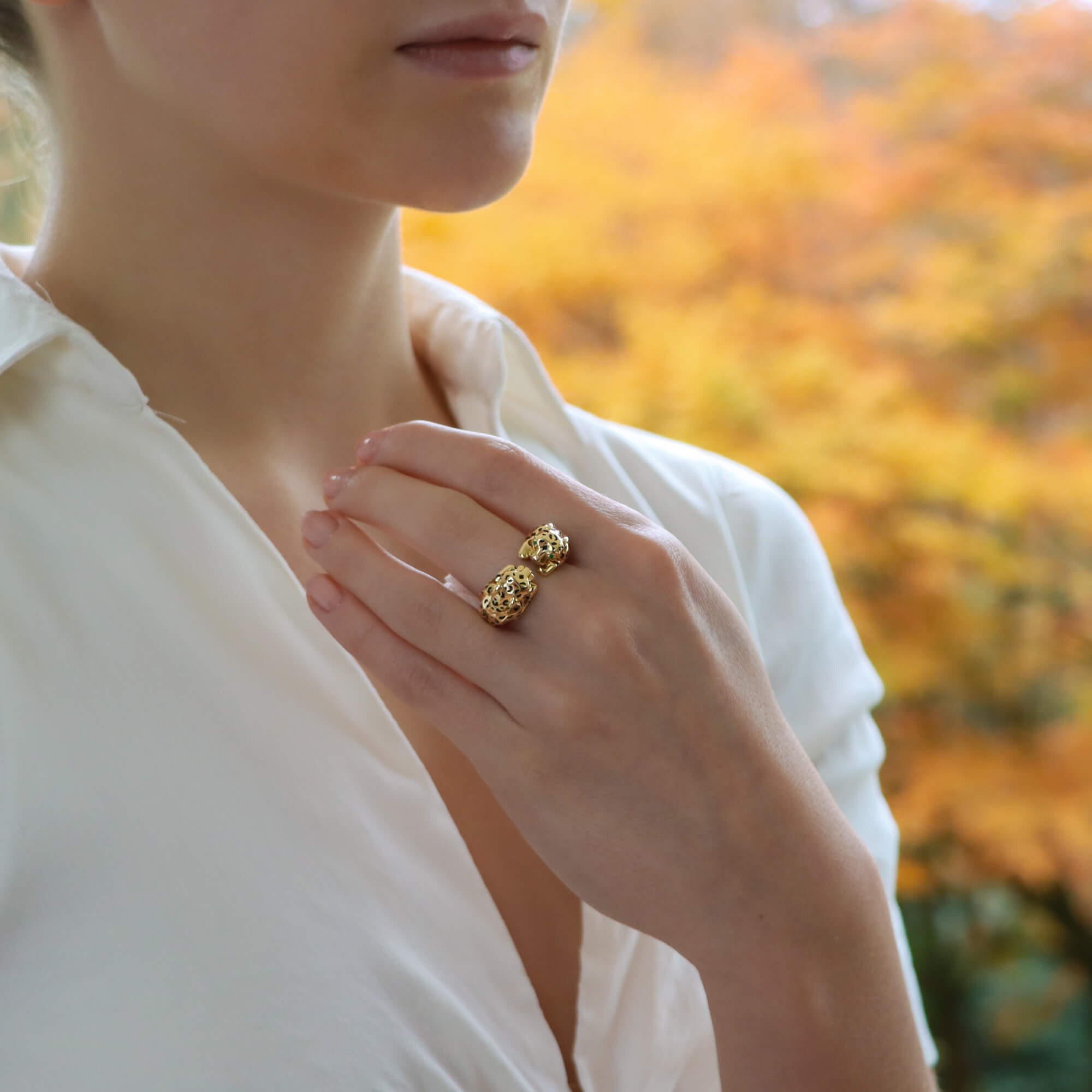 Cartier double panther ring store
