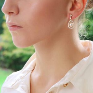 Contemporary Diamond and Pearl Garland Drop Earrings