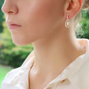 Contemporary Diamond and Pearl Garland Drop Earrings