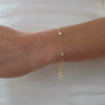 Three Diamond Chain Bracelet in Yellow Gold