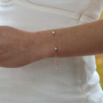 Three Diamond Chain Bracelet in Rose Gold