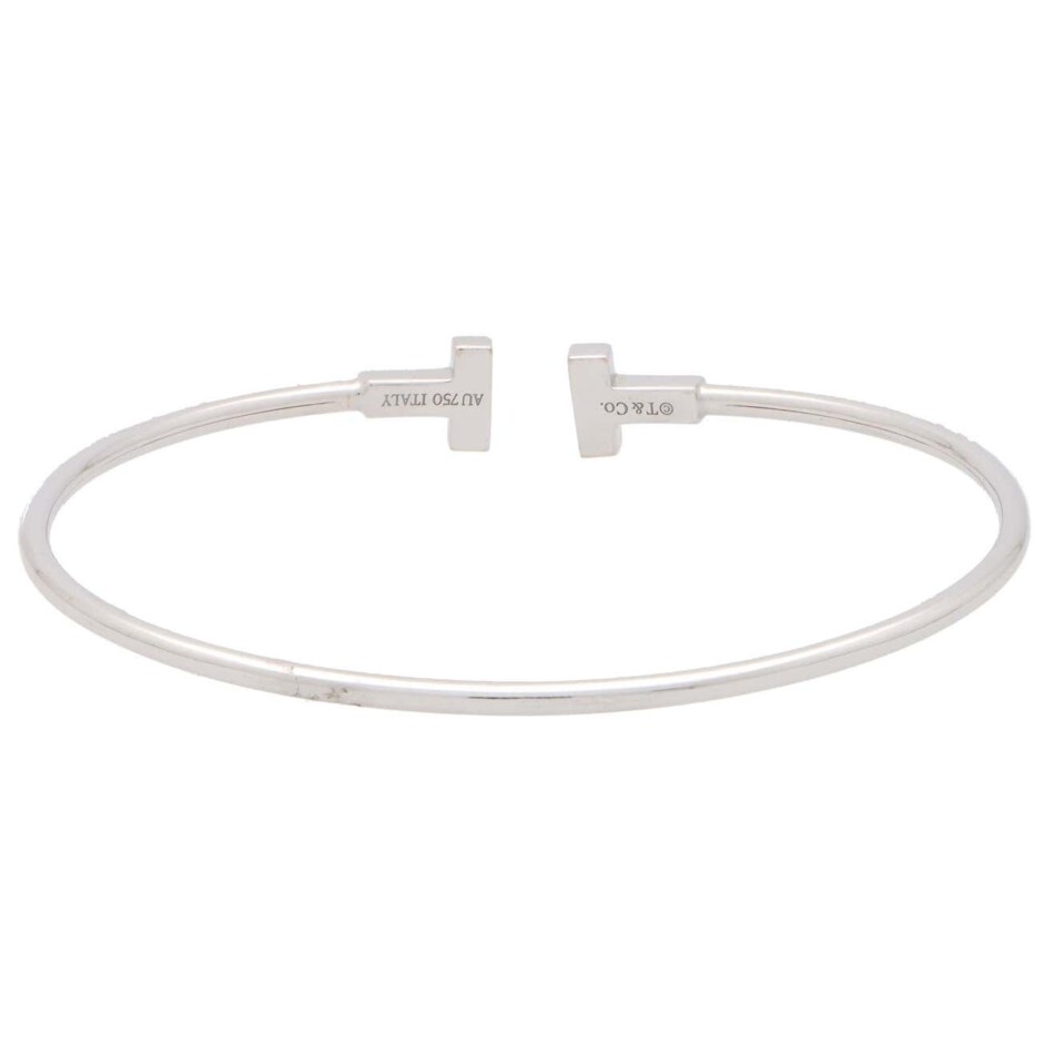Vintage Tiffany & Co. 'Tiffany T' Bangle Set in 18k White Gold