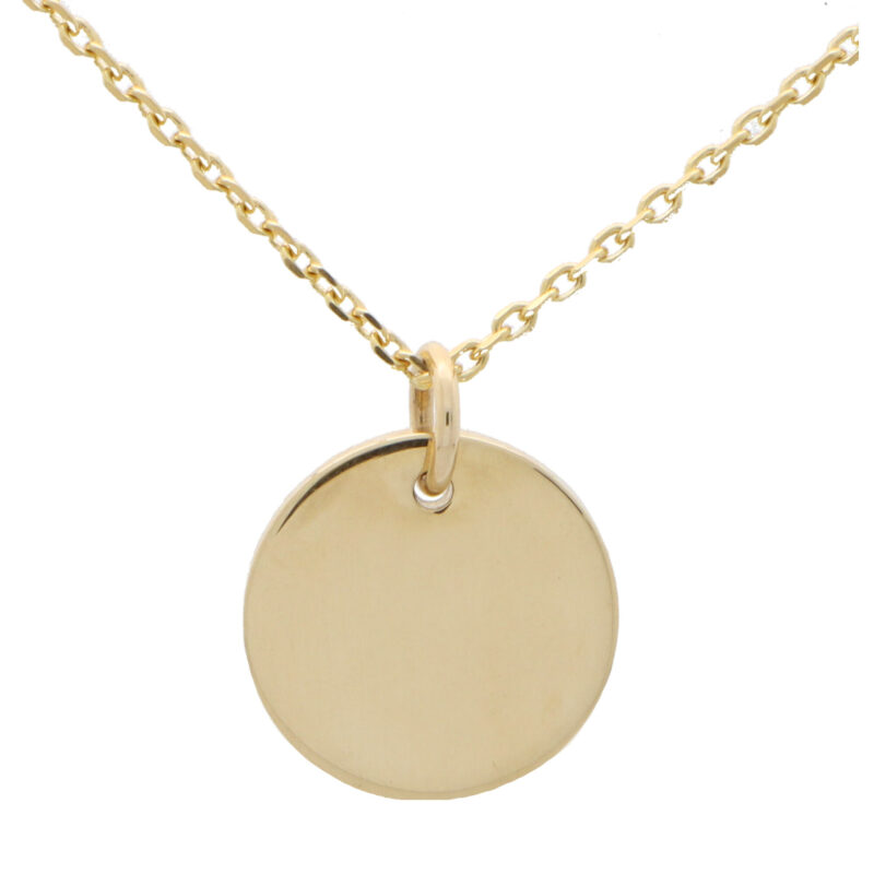 Solid 9k Yellow Gold Disc Pendant