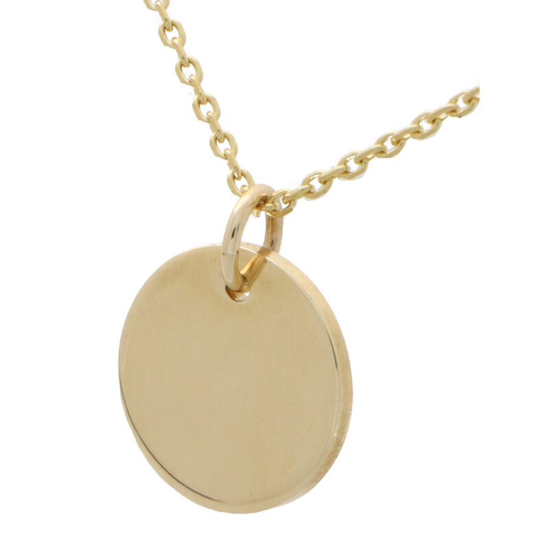 Solid 9k Yellow Gold Disc Pendant