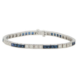 Contemporary Sapphire and Diamond Line Tennis Bracelet