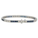 Contemporary Sapphire and Diamond Line Tennis Bracelet