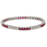 Contemporary Ruby and Diamond Line Tennis Bracelet