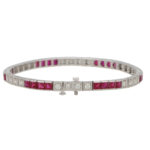 Contemporary Ruby and Diamond Line Tennis Bracelet