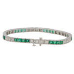 Emerald and Diamond Line Bracelet