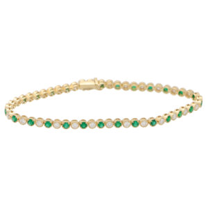 Emerald and Diamond Line Bracelet