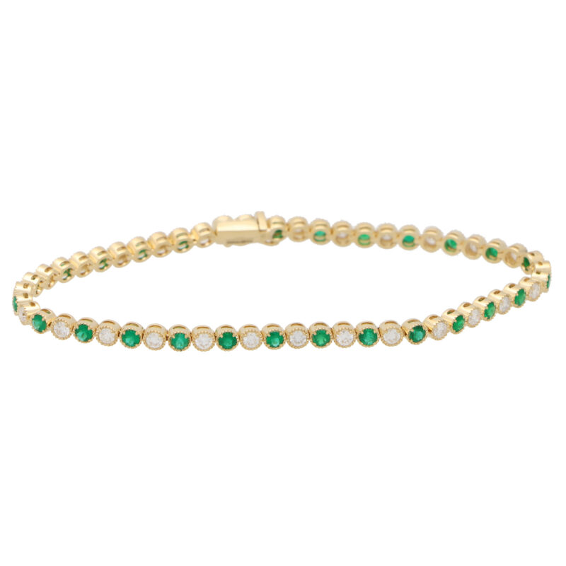 Emerald and Diamond Line Bracelet