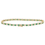 Emerald and Diamond Line Bracelet