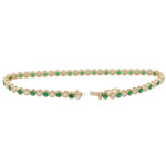Contemporary Emerald and Diamond Line Bracelet in Yellow Gold