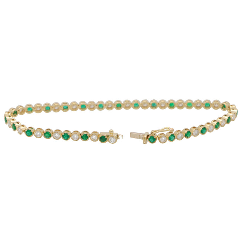 Emerald and Diamond Line Bracelet