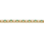 Contemporary Emerald and Diamond Line Bracelet in Yellow Gold
