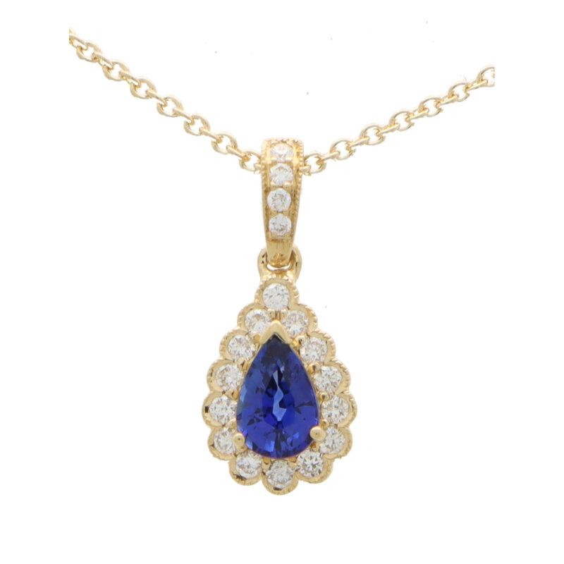 Sapphire and Diamond Pear Shape Pendant