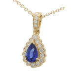 Sapphire and Diamond Pear Shape Pendant